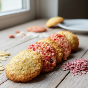 Plateau de tuiles pâtissières aux amandes et éclats de pralines roses - Lucky Délices