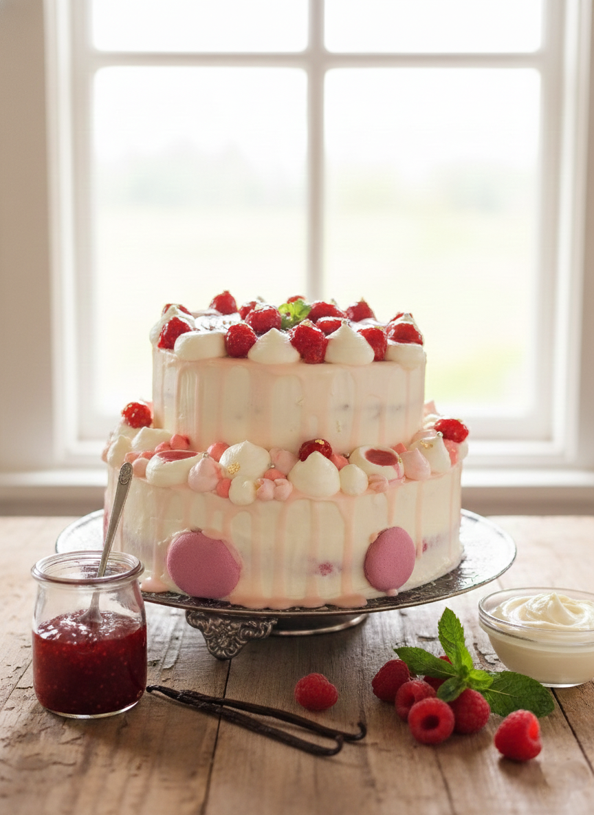 Mon layer cake artisanal framboise et vanille